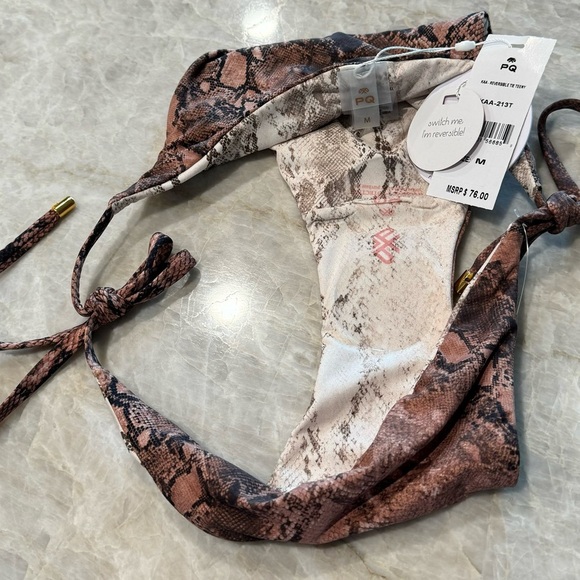 NWT‎ PILYQ KAA reversible tie string bikini bottoms size medium teeny style - Picture 7 of 8